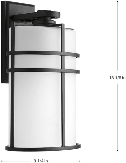 Progress Lighting P6064-31 1 LT Wall Lantern with Etched Glass, 9.5", Black