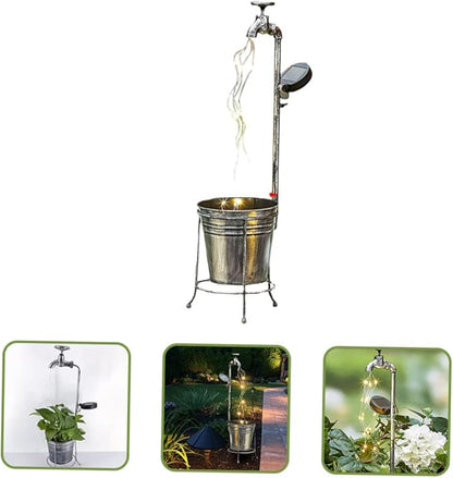 Uonlytech Solar Kettle Light para Cuartos Outdoor Solar Light Water Spigot Watering Can with Fairy Lights Garden Stake LED Lights Solar Garden Decor Solar Lights Yard Decor Silver