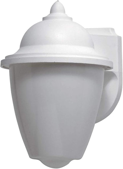 Solus Park Point 785 Outdoor Wall Light – Wall Mount Fixture with LED Bulb, 3000K or 4000K, Black or White Finish, Non-Corrosive, Opal White Shade, UL Listed, Made in USA, (White, Cool White (4000K))