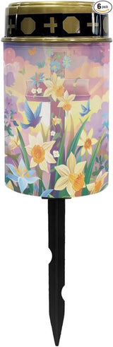 Orange Flower Cemetery Candles for Grave Solar Patio Lights Outdoor Waterproof Grave Solar Lights Solar Cross | Lumora