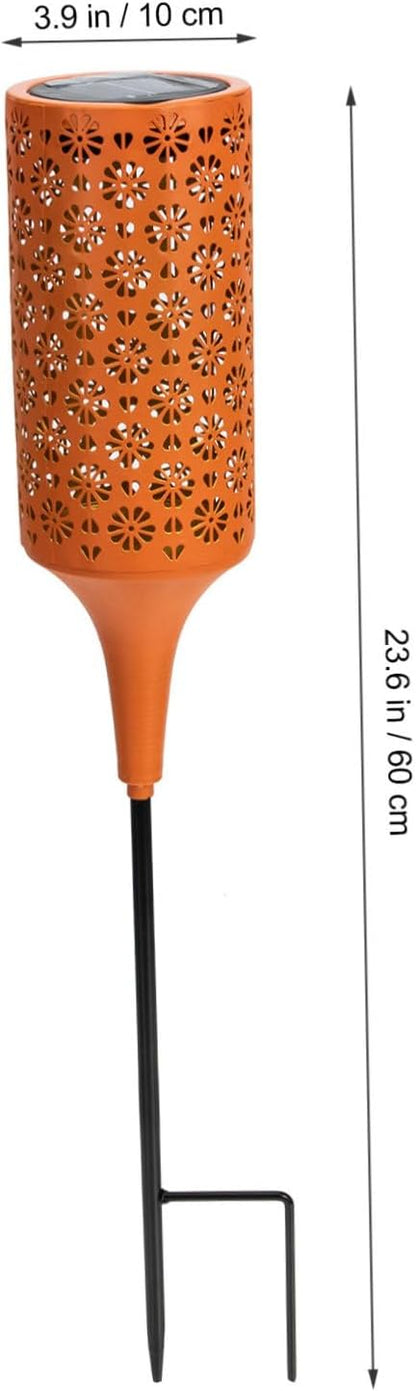 YARNOW Solar Garden Landscape Lamp Creative Iron Chrysanthemum Design Lightweight Led Solar Pathway Light for Outdoor Decoration Automatic Charging Night Illumination Orange