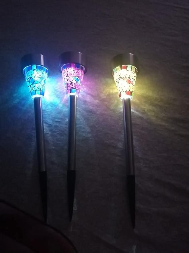 CTKcom Solar Mosaic Garden Lights Outdoor Decorative Mosaic LED Stake Lights Solar Powered Landscape Path Lighting for Lawn Path Patio Yard Walkway,3 Pack