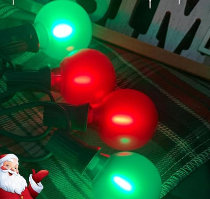 25Ft LED Christmas Outdoor String Lights, G40 Globe String Lights with 27 0.6W Red Green Bulbs, Vintage Christmas Lights for Holiday Party Backyard Wedding Garden Patio Porch Decor