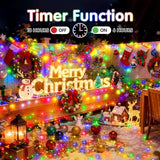 KNONEW 203FT 600LED Green Wire Outdoor Fairy Lights Plug in Multicolor Xmas