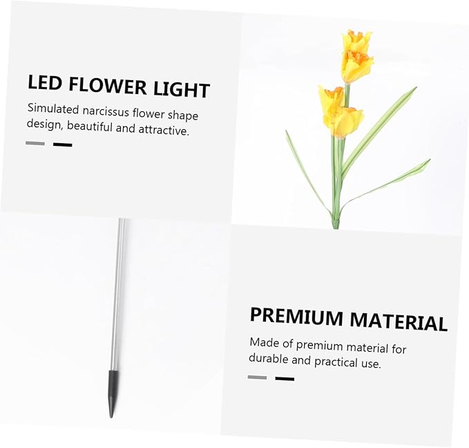 Totority Solar Narcissus Flower Led Lights Outdoor Solar Garden Path Lights Energy-Saving for Landscape