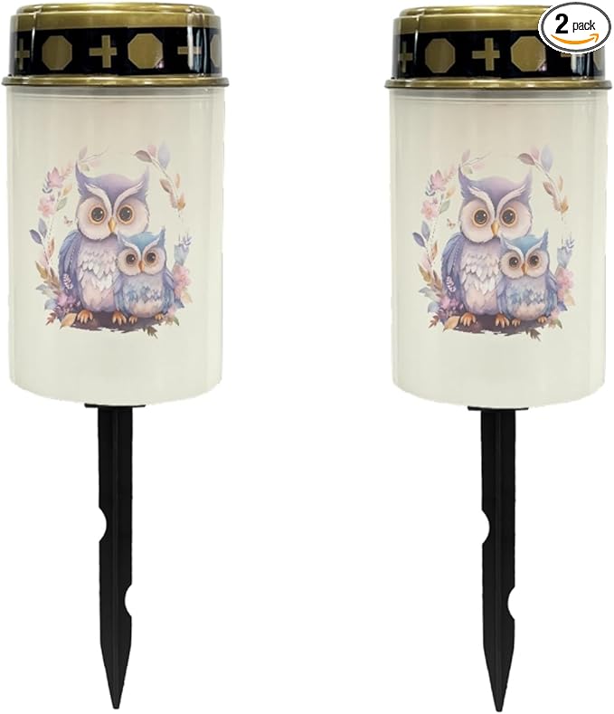 Purple Owl Solar Stake Lights Waterproof Outdoor Garden Lights Flameless Lights Solar-Powered Fairy Lights for Outside,Solar Pathway Lights for Yard Patio Driveway Walkway Lights