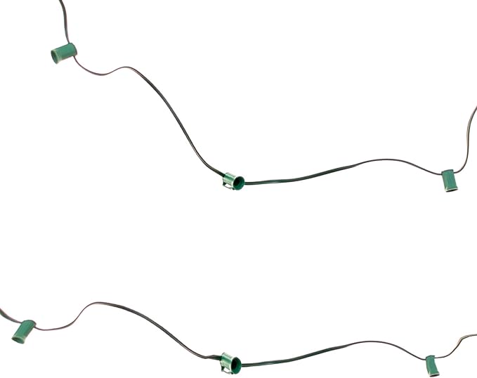 EST. LEE DISPLAY L D 1902 Outdoor Patio String Light Cords with Male & Female Plugs Green & White Wire 12in Spacing Sockets, 25FT Length (Green, C9 - E17)