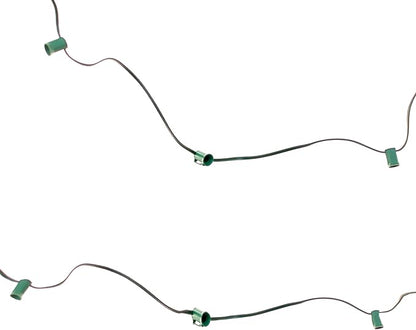 EST. LEE DISPLAY L D 1902 Outdoor Patio String Light Cords with Male & Female Plugs Green & White Wire 12in Spacing Sockets, 25FT Length (Green, C9 - E17)