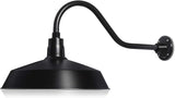 17in. Satin Black Outdoor Gooseneck Barn Light Fixture With 22in. Long Extension Arm - Wall Sconce Farmhouse | Lumora