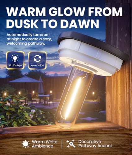 Outdoor Solar Lights, 12 Pack, Warm White, Geometric Shade, IP65