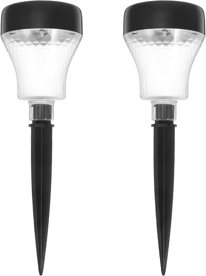 2pcs LED Solar Garden Lights Outdoor Waterproof Solar Walkway Lights with Stake Warm White Patio Lanterns for Yard Landscape Path Lighting