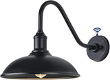11 Inch Outdoor Gooseneck Barn Light Dusk to Dawn, Classic Black Galvanized + Painted Waterproof and Rustproof Wall | Lumora
