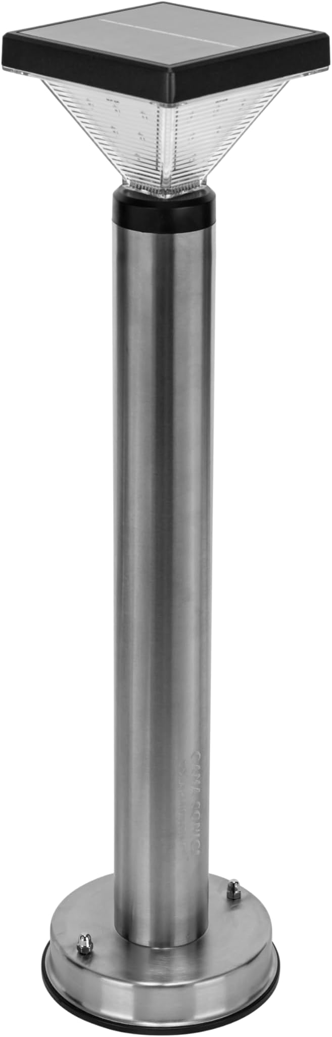 Gama Sonic Luxor Bollard Outdoor Solar Pathway Light, Silver Stainless, 20.25-inch Lamp Height, Sidewalk, Path, Driveway, 50 Lumens (144i58070)