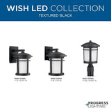 Progress Lighting Wish LED Collection 1-Light Etched White Linen Glass Craftsman Outdoor Medium Wall Lantern Light | Lumora
