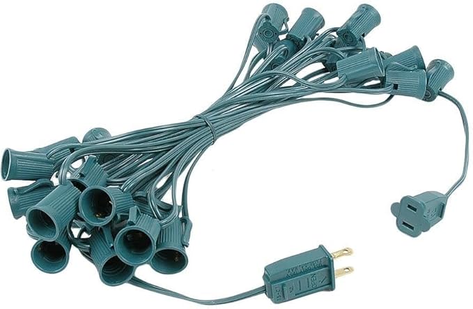 G30 Globe Outdoor String Lights With 25 Frosted White Globe Bulbs By Novelty Lights - Commercial Grade - Outdoor Lights - Bulb String Lights - Globe String Lights - Globe Lights - Patio String Lights - Green Wire - 25 Foot