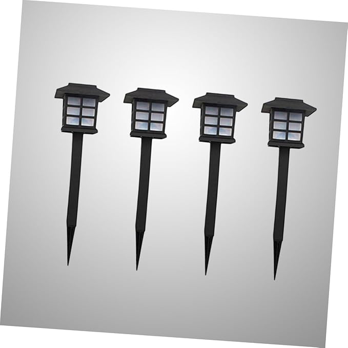 4 Pcs Solar Pathway Lights Warm Outdoor LED Garden Landscape Lighting for Walkway Lawn Patio Driveway Easy Installation Black