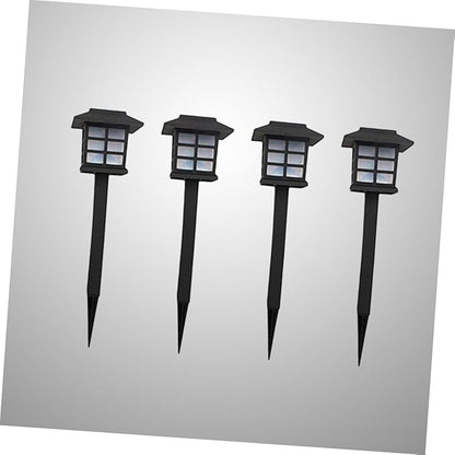 4 Pcs Solar Pathway Lights Warm Outdoor LED Garden Landscape Lighting for Walkway Lawn Patio Driveway Easy Installation Black