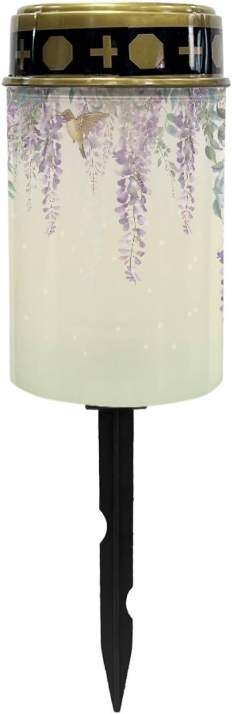 Cemetery Solar Lights for Grave,Outdoor Waterproof Solar Pathway Lights LED Solar Lantern Landscape Lighting Solar Stake Lights,Wall Light Auto On/Off,Purple Lavender