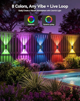 TECKNET Solar Fence Lights Outdoor, Up & Down Lighting, RGB, IP67, 8 Pack