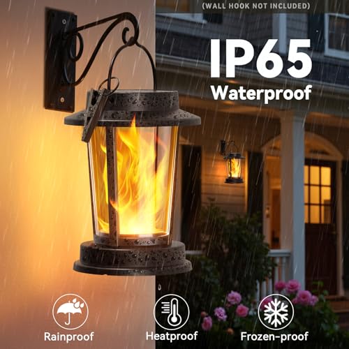 Solar Lanterns Outdoor, 4 Pack Flickering Flame Solar Lights