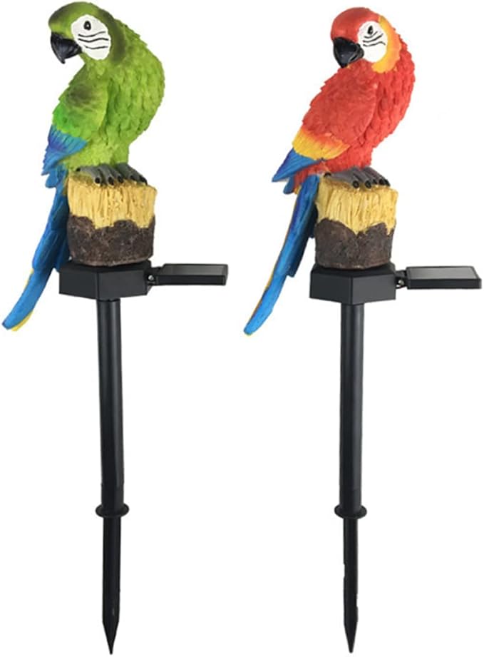 Uonlytech 2pcs Solar Light Backyard for Lamp Stake Lawn Resin Decor Decorative with Landscape Lights Pathway Patio Decorations Decoration Outdoor Parrot Animal Garden Led Ornament