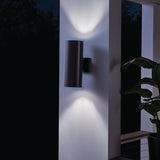 Kichler Cylinders 15" 2-Light Outdoor Cylinder Wall Sconce in Architectural Bronze, (15" H x 5.75 W), 9246AZ | Lumora