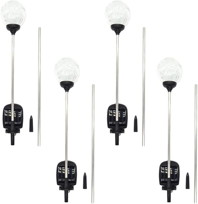 balacoo 4pcs Solar LED Lawn Lights Color Changing Garden Path Landscape Ground Stake Lights Solar Powered Outdoor Patio Yard Lighting