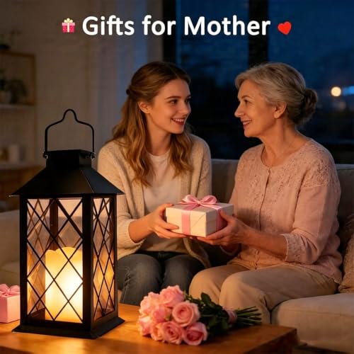 4 Pack 14'' Large Tempered Glass Solar Lanterns Outdoor Waterproof