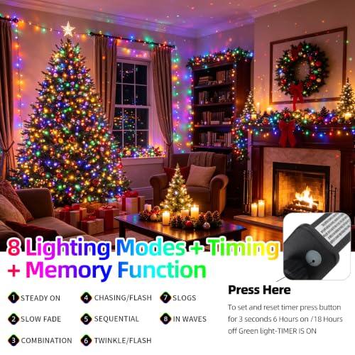 Chuya Christmas Tree Lights Outdoor Indoor String Lights,800LED 262FT