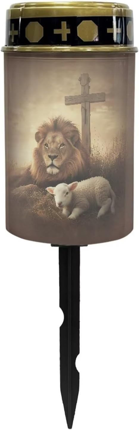 Lamb Lion Solar Lights for Grave Cemetery Decor Solar Lights Outdoor Waterproof for Grave Lamp