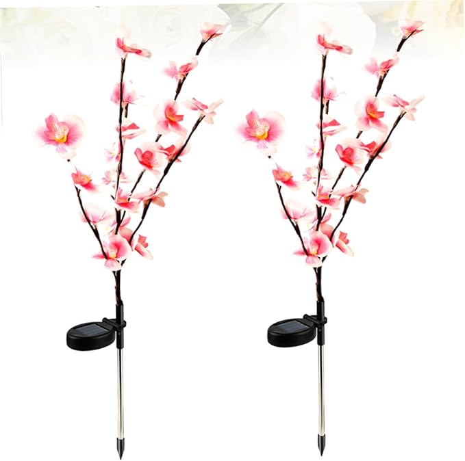 Mipcase 2pcs Solar Flower Light Stakes Shape Outdoor Ground Plug Lights for Garden Lawn Walkway and Landscape Lighting Energy Saving Solar Powered Design
