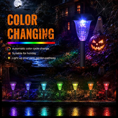 Solar Lights Outdoor Waterproof for Pathway, 8 Pack Color Changing