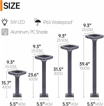 Solar Pathway Light Outdoor Waterproof Solar Garden Lights Die-cast Aluminum Landscape Path Light External Bollard Lighting Walkway Lights for Courtyard Lawn Driveway Porch Patio