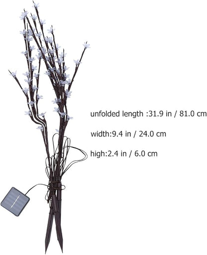Veemoon Solar Garden Lamp Cherry Branches LED Path Light Outdoor Landscape Lighting with Battery, White Light Solar Power Lawn Lamp for Yard and Patio