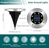4 Pack Solar Deck Lights, 8 LEDs Solar Ground Lights Outdoor Garden, Bright White Light, IP65 Waterproof, Decking | Lumora