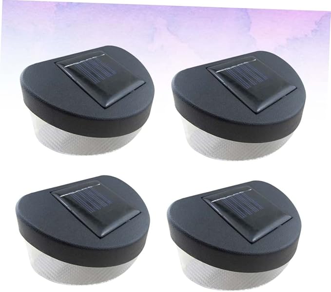 Cabilock 4pcs Solar LED Outdoor Wall Lights Garden Lamp for Pathway Porch Fence Black Shell with White Light Easy Installation