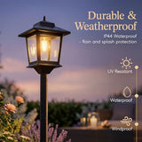 Solar Post Lights Outdoor, 2-Pack 63" Solar Lamp Posts Waterproof with 1 Replaceable Bulb, Warm White Dusk to Dawn Pole Lights for Garden, Patio, Pathway