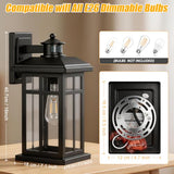 16" Black Motion Sensor Wall Sconce Light for House