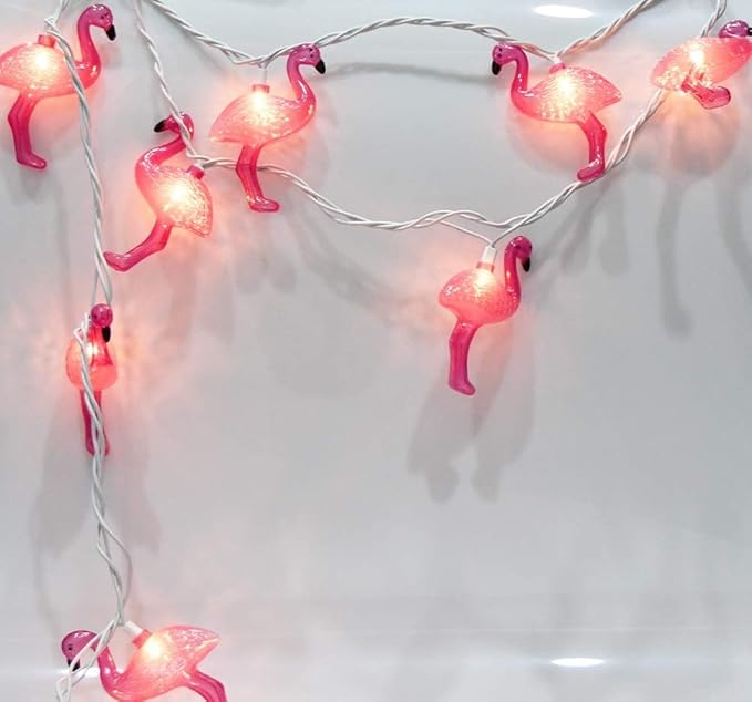 SUNSGNE Pink Flamingo Lights - Pink Party String Lights - Cute Fun Flamingo Decor for Indoor Home Bedroom Birthday