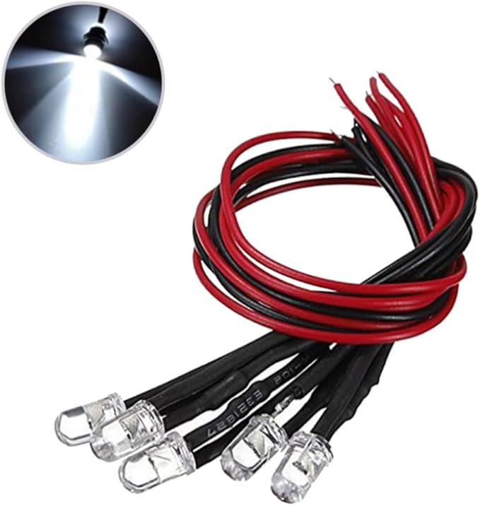 DOITOOL 30pcs Led Bulb Lamp Pre-wired Cables for Easy Installation for Cars Toys and Decorative Lighting White