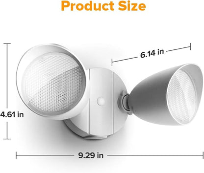 LUTEC 6222W 3500 Lumen 32 Watt 28 LED Dual-Head Floodlight Outdoor, Full Metal Design, Waterproof Exterior Security Wall Light for Patio, Garden, Yard-White