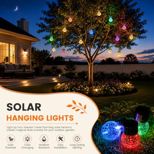 GIGALUMI Solar Hanging Lights Outside Solar Christmas Decoration Light 24Pc