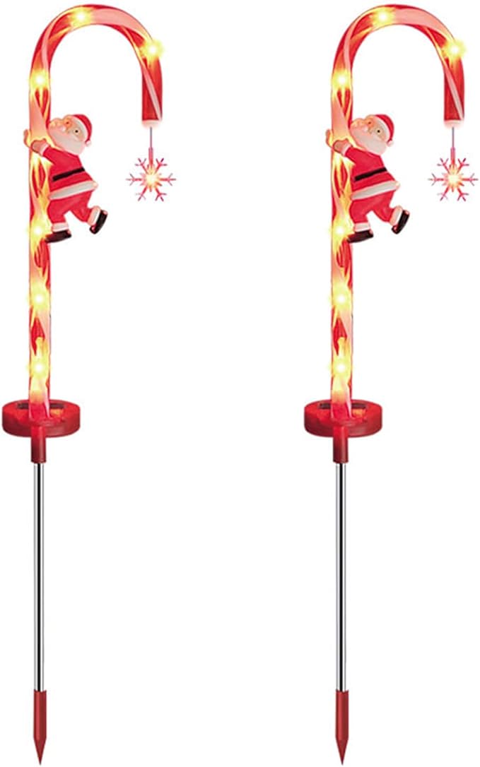 Christmas Outdoor Decorations, 2PCS 8LED Solar Candy Cane Lights, 28 Inch Waterproof Candy Cane Christmas Decorations for Garden Lawn Yard Pathway Patio, Christmas Outdoor Decorations