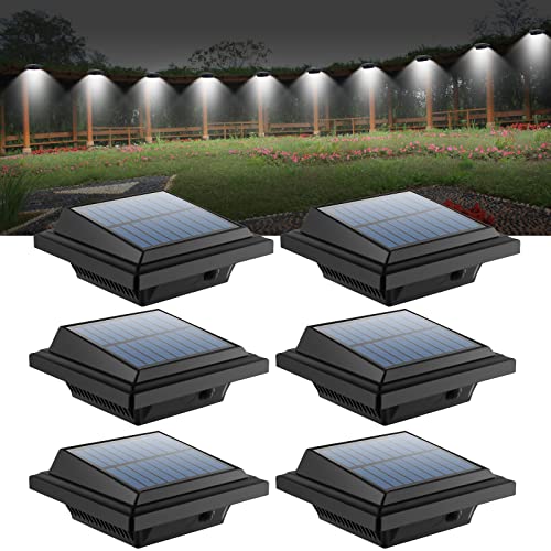 Solar Gutter Lights Outdoor, 40 LEDs Bright Solar Powered led Fence Light Deck Lights Waterproof for Wall, Deck, Fence, Stair, Step and Yard (Black Shell, 6 Pack, Cool White)