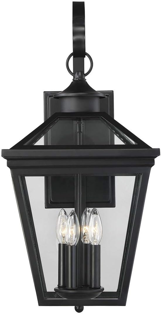 Savoy House 5-142-BK Ellijay Modern Farmhouse Rustic Clear Glass Outdoor Wall Lantern, 4-Light 160 Total Watts, 26" | Lumora