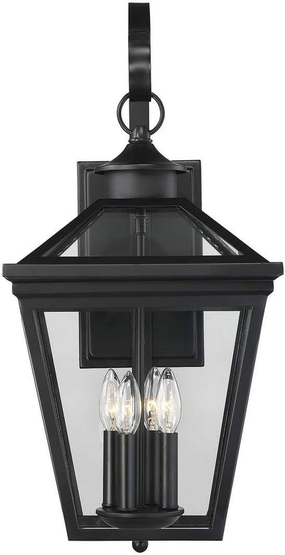 Savoy House 5-142-BK Ellijay Modern Farmhouse Rustic Clear Glass Outdoor Wall Lantern, 4-Light 160 Total Watts, 26" H x 12" W, Black