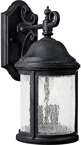 Progress Lighting Ashmore Collection 2-Light Water Seeded Glass New Traditional Outdoor Small Wall Lantern Light Textured Black