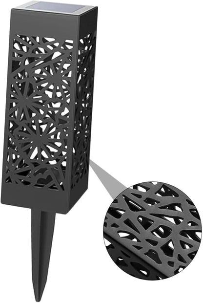 GANAZONO 2pcs Hollow Solar Ground Plug Lamp Outdoor Light for Garden Lawn Driveway with Warm White White Light
