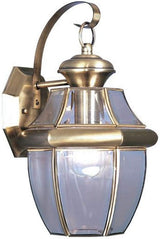 Livex Lighting 2151-01 Monterey 1 Light Outdoor Antique Brass Finish Solid Brass Wall Lantern with Clear Beveled | Lumora