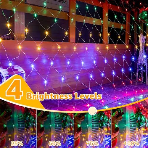Ollny Net Lights 210LED 10x7ft, Clear Wire Christmas Outdoor Mesh Light